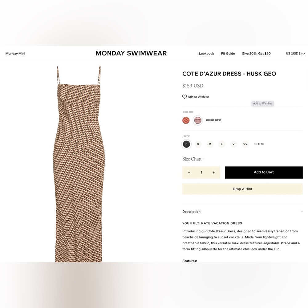 ISO Monday “Cote D’azur Dress” in “Husk Geo”